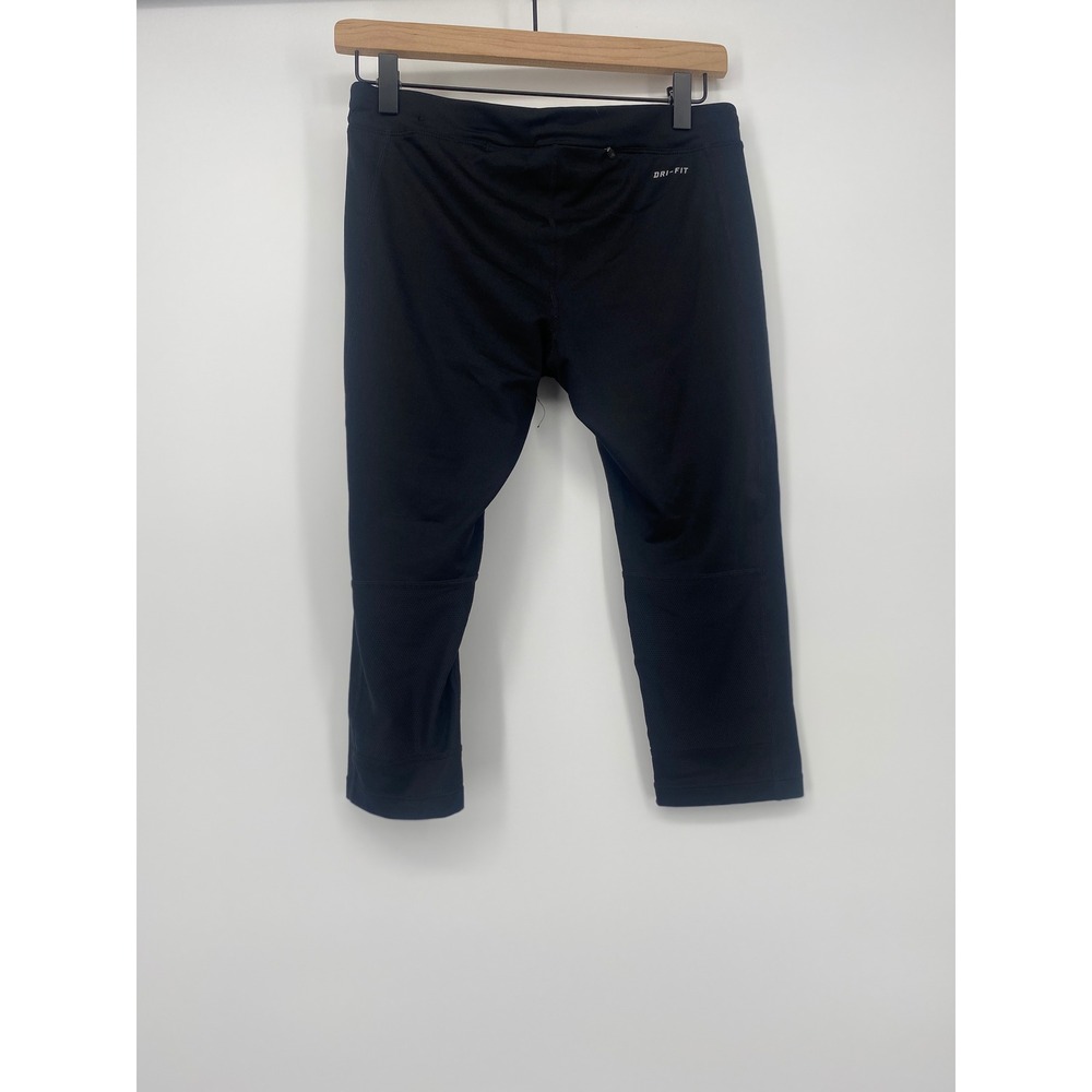 Nike Dri-FIT Cropped Leggings Women Size M Black Mesh Running Gym 645603-010